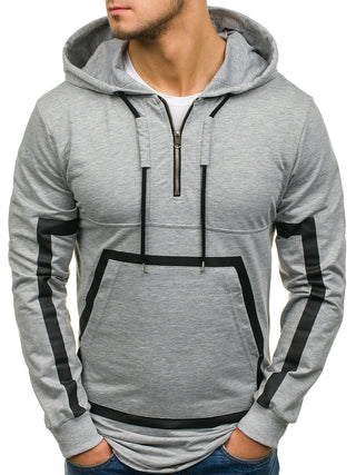 Buy light-grey Men Long Sleeve Casual Sweater Slim Hoodie