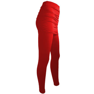 Buy bright-red Skirt Pleated Solid Color Leggings