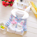 Bunny Hooded Cotton Fiber Blend Sweater