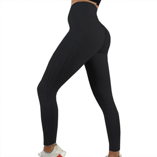 Buy black Solid Color Double Striped Leggings