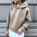 Loose Solid Colored Polyester Hoodie