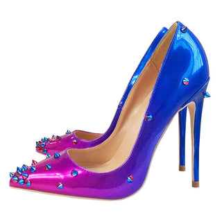 Buy purple-8cm Women Gradient Rivet High Heels