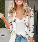 Floral Print Long Sleeve Cotton Blazer