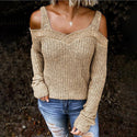 Sling Off Shoulder Knit Long Sleeve Sweater