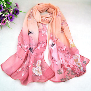 Buy peach-pink Women Chiffon Printed Scarf