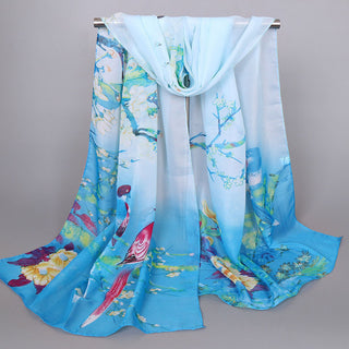 Buy sky-blue Women Chiffon Printed Scarf