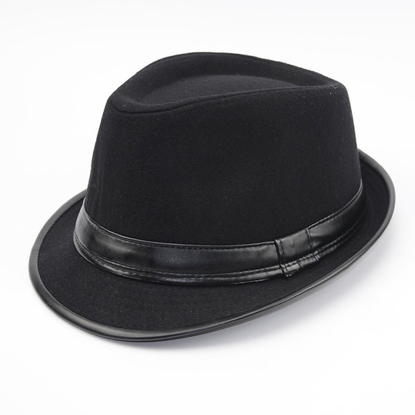 Men Woolen Leather Top Hat