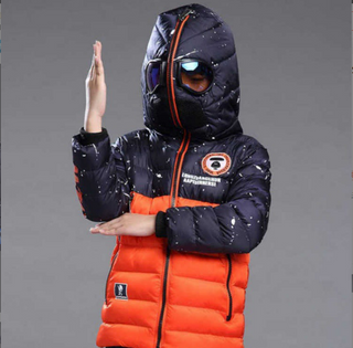 Buy orange Fashion Boy&#39;s Glasses Hooded Warm Cotton Coat