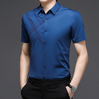 Buy navy-blue Men Woodpecker Nylon Short Sleeve Shirt