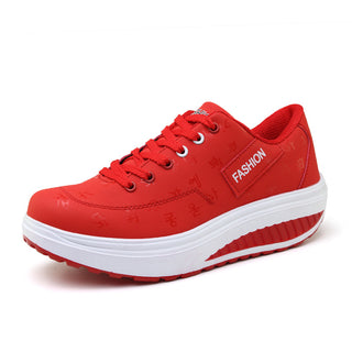 Buy bright-red Women&#39;s Platform Lace-up Casual Sneakers