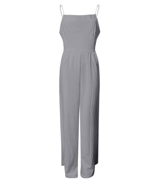 Buy grey Sleeveless Top Pearl Sling Wide Leg Jumpsuit