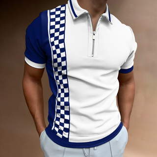 Men Checkers Patterned Short Sleeve Polo Shirt