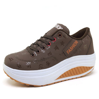 Buy coffee Women&#39;s Platform Lace-up Casual Sneakers