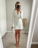 Women V Neck Slim Fit Blazer Dress