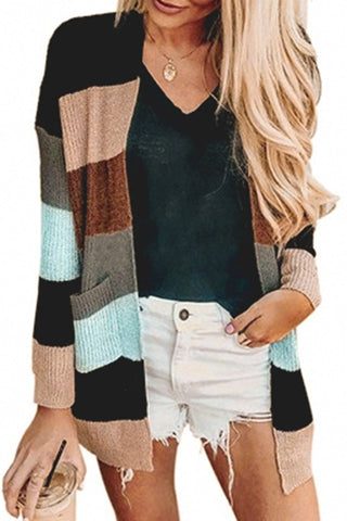 Women Multi-stripe Cotton Cardigan