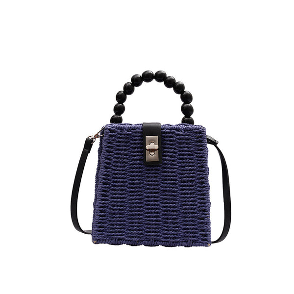 Rattan Bead Portable Straw Hand and Crossbody Bag