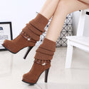 Suede Knitted High Heeled Attachable Sock Shoes