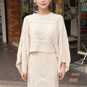 Two Piece Knitted Bat Sleeve Shawl Top & Maxi Skirt