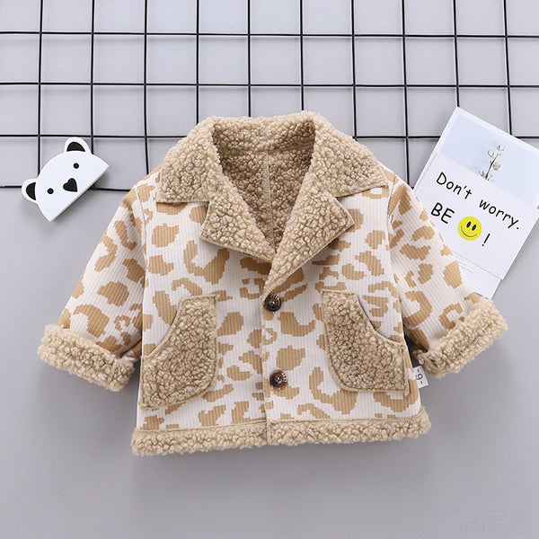 Patterned  Warm V-Neck Cotton Fur Coat