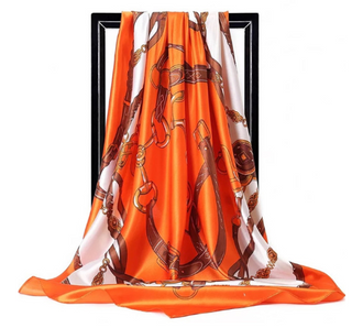 Buy orange Women Carriage-Chain Patterned Scarf and Shawl