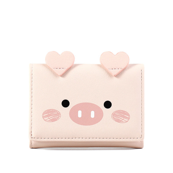 Women Short Three-Fold Cartoon Pig Wallet