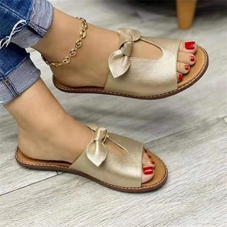 Buy gold Bow Strap Fish Mouth Sandals