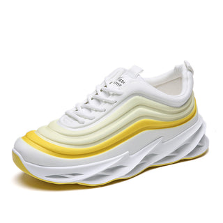 Buy yellow Women Striped Mesh Sneakers