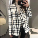 Plaid Wool Double-breasted Blazer