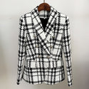 Plaid Wool Double-breasted Blazer