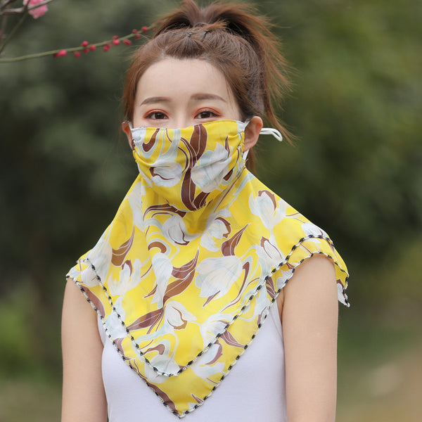 Women Chiffon One-Piece Mask Scarf