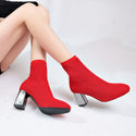 Women Elastic Heeled Boots