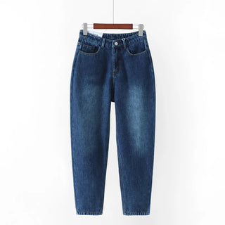 Buy navy-blue Women Thin Straight Leg Jeans