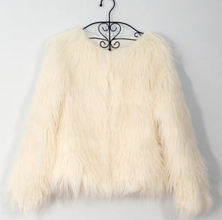 Buy beige Women Bust Shoulder Fur Coat