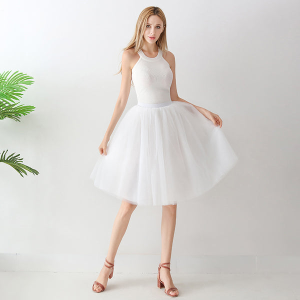 Puff Pleated Mesh A-Line Skirt