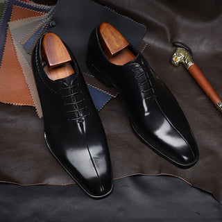 Men's Pointed Toe Lace-Up Leather Shoes