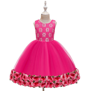 Buy dark-pink Girl Floral Mesh Dress