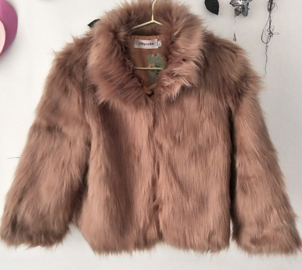 Women Stand Collar Fur Slim Jacket