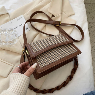 Buy brown Plaid and Zebra-Patterned Crossbody Bag