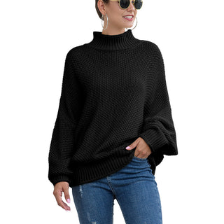 Buy black Turtleneck Knitted Loose Sweater