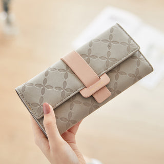 Buy gray Women Floral Large Capacity Embossing Wallet