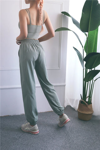 High Waist Elasticated Solid Color Sweatpants