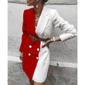 Mid-length Multi-Color Contrast Blazer