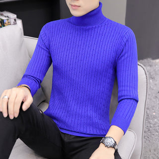 Buy royal-blue Men Slim-fit High Neck Sweater