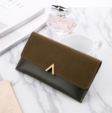 Women V-Clipped Leather Wallet