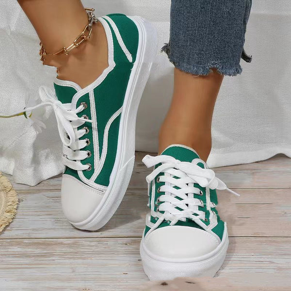 Women Solid Color Flat Platform Sneakers