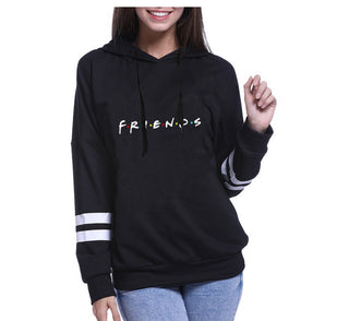 Buy black2 F.R.I.E.N.D.S Letter Print Long Sleeve Cotton Hoodie