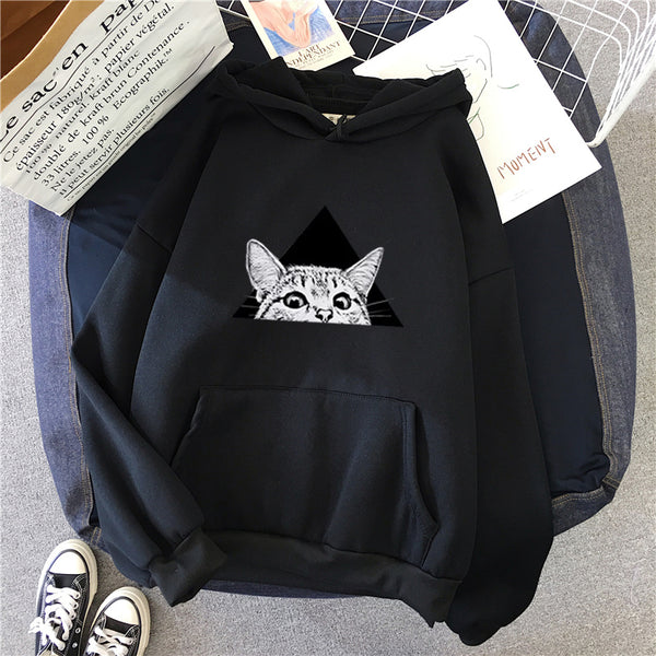 Women Peeking Cat Hoodie