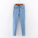 Women Lyocell High Waisted Button-up Jeans