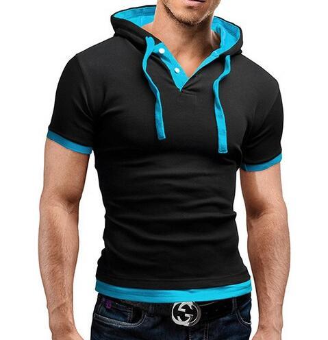 Men Polo Short Sleeve Hooded Shirt