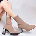 Women Elastic Heeled Boots